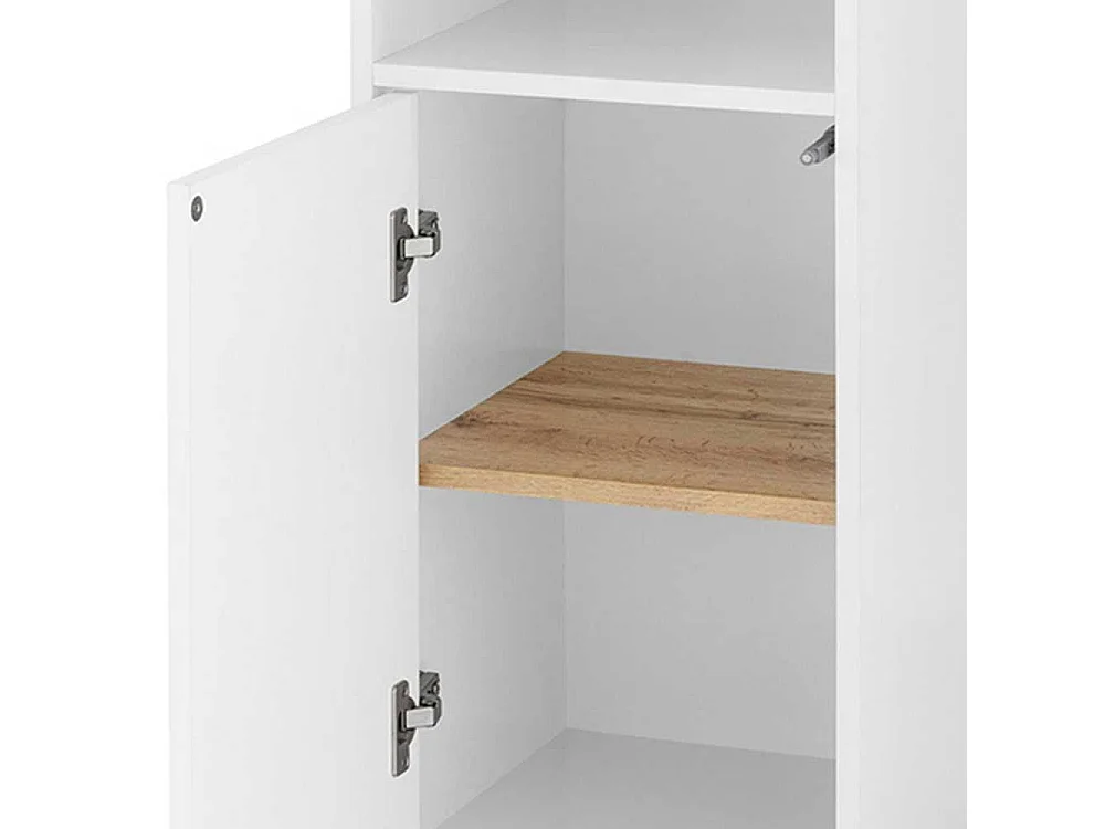 Badseitenschrank Badschrank in Weiß und Wildeichefarben