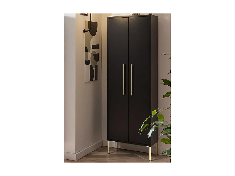 Moderner Badhochschrank in Schwarz und Gold Made in Germany