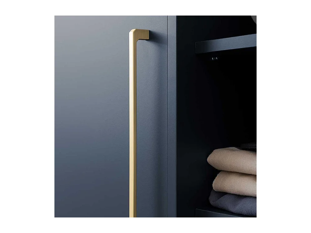 Hohe Badezimmerkommode in Dunkelblau und Goldfarben 68 cm breit