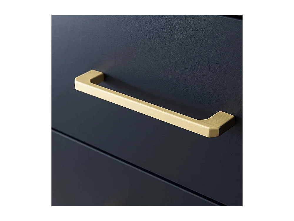 Hohe Badezimmerkommode in Dunkelblau und Goldfarben 68 cm breit