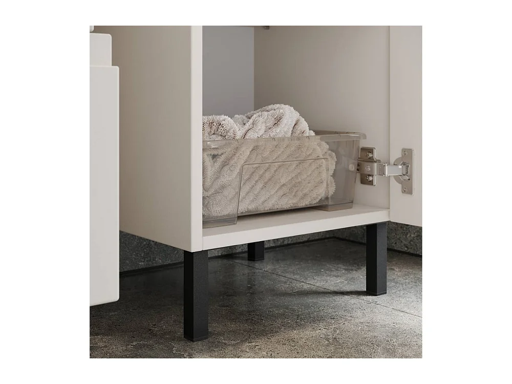 Badmidischrank Midischrank mit Griffmulden in Hellgrau