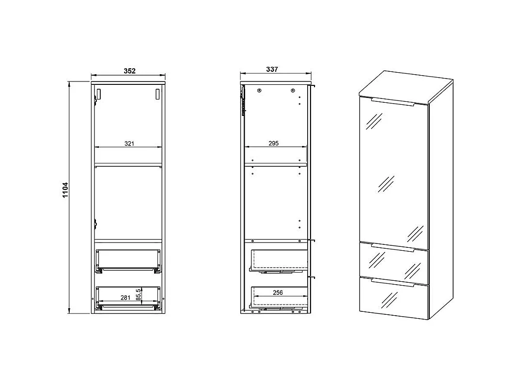 Midischrank Bad Grau für die Wandmontage Made in Germany