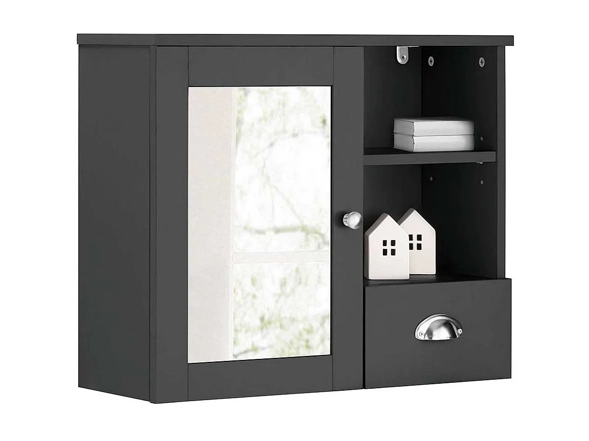 Moderner Spiegelschrank in Dunkelgrau 60 cm breit