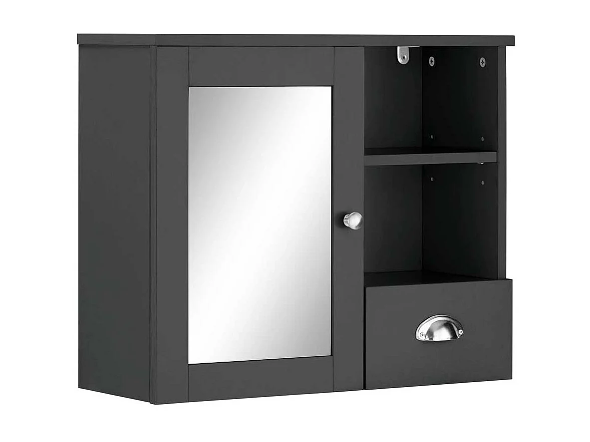 Moderner Spiegelschrank in Dunkelgrau 60 cm breit