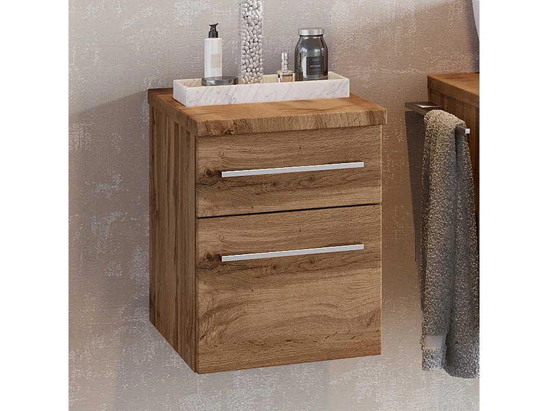 Hängende Bad Kommode im Wildeiche Dekor 30 cm breit