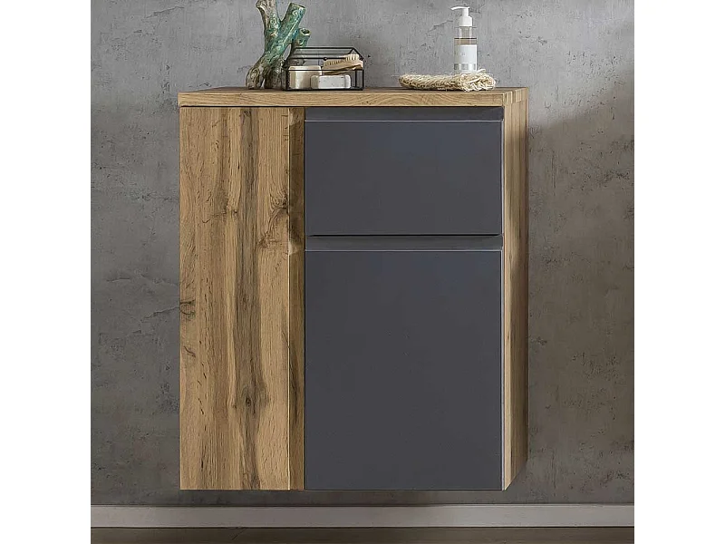 Bad Unterschrank in Wildeichefarben und Dunkelgrau Füße werden mitgeliefert