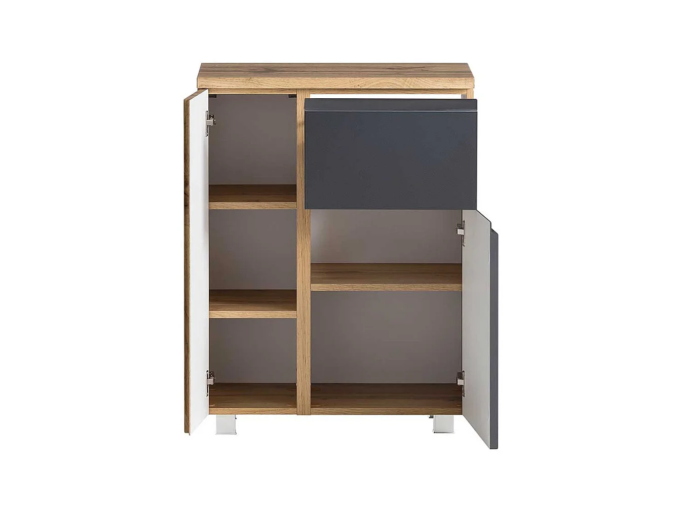 Bad Unterschrank in Wildeichefarben und Dunkelgrau Füße werden mitgeliefert