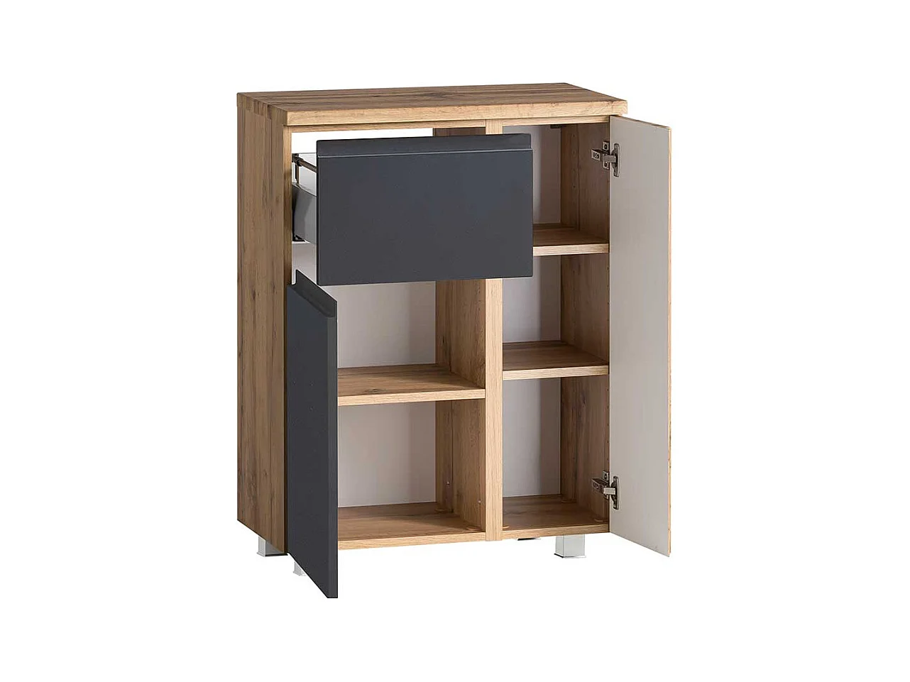 Bad Unterschrank in Wildeichefarben und Dunkelgrau Füße werden mitgeliefert