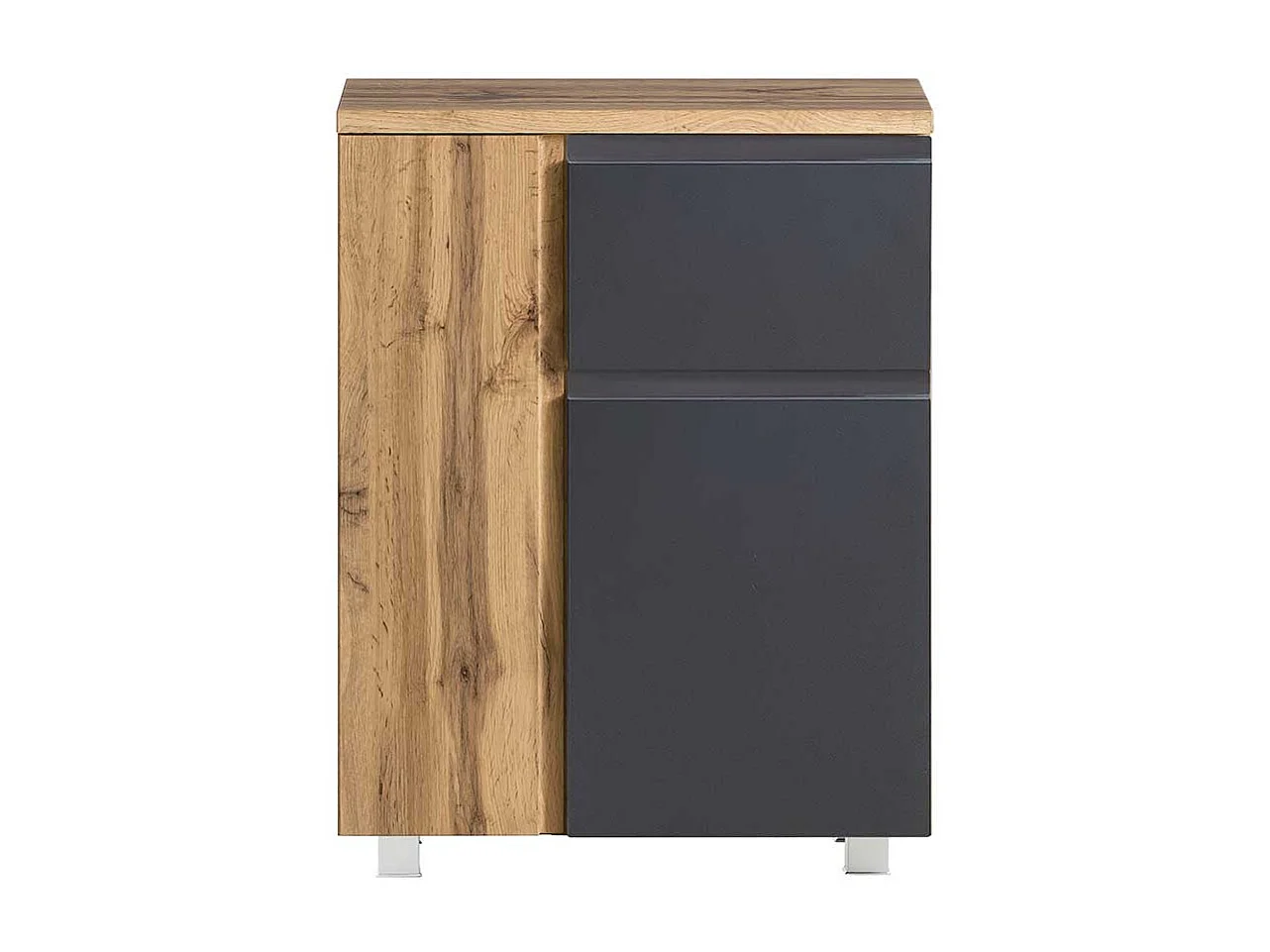 Bad Unterschrank in Wildeichefarben und Dunkelgrau Füße werden mitgeliefert