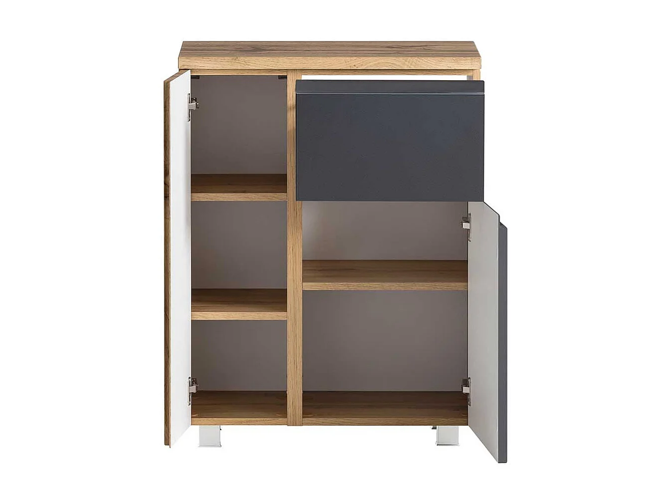 Bad Unterschrank in Wildeichefarben und Dunkelgrau Füße werden mitgeliefert