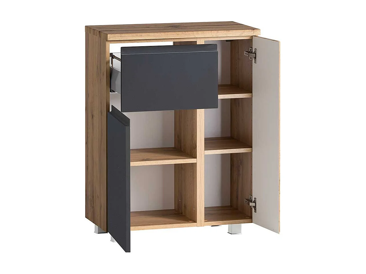 Bad Unterschrank in Wildeichefarben und Dunkelgrau Füße werden mitgeliefert