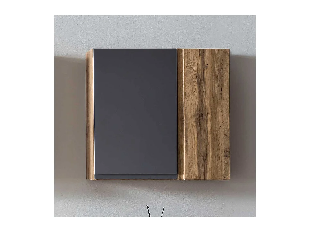 Badezimmerwandschrank 65 cm breit Wildeichefarben & Dunkelgrau