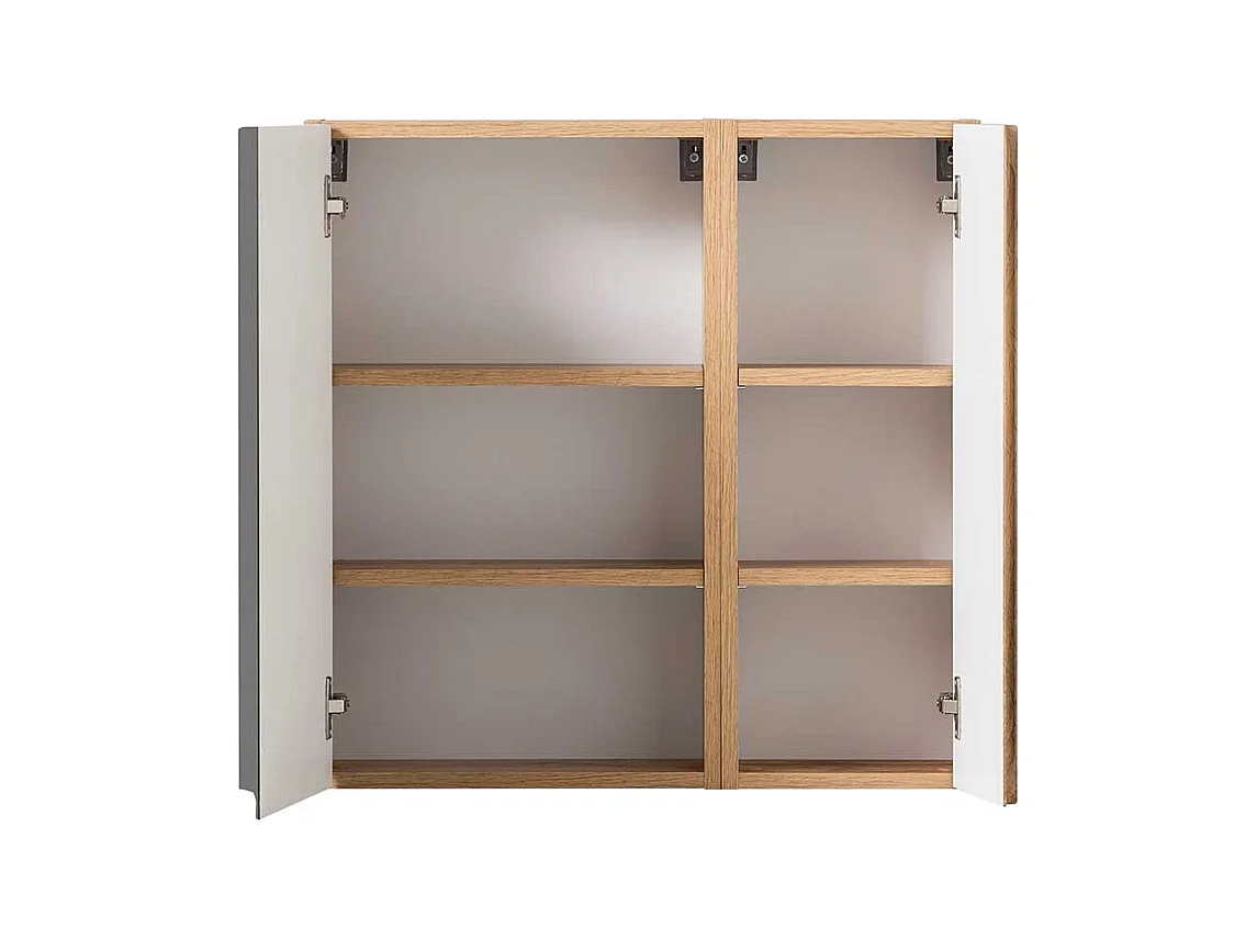 Badezimmerwandschrank 65 cm breit Wildeichefarben & Dunkelgrau