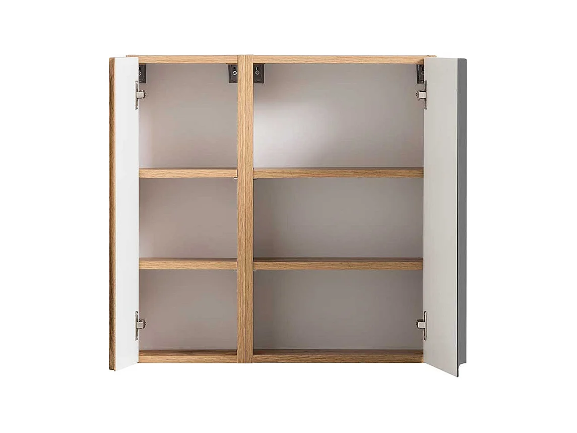 Badezimmerwandschrank 65 cm breit Wildeichefarben & Dunkelgrau
