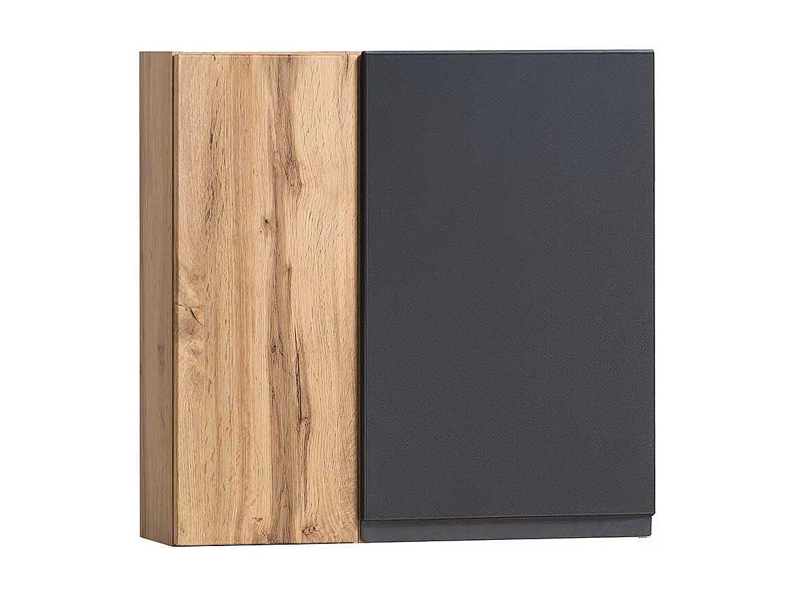 Badezimmerwandschrank 65 cm breit Wildeichefarben & Dunkelgrau