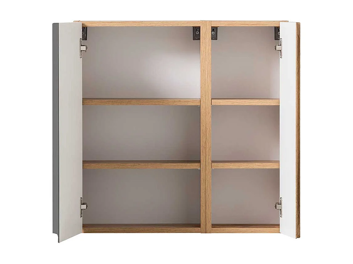 Badezimmerwandschrank 65 cm breit Wildeichefarben & Dunkelgrau