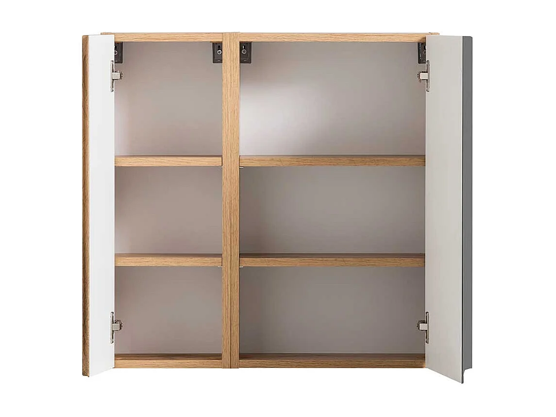 Badezimmerwandschrank 65 cm breit Wildeichefarben & Dunkelgrau