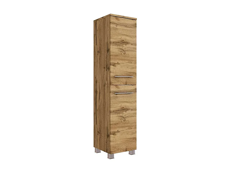 Badezimmer Hochschrank in Wildeiche Optik 130 cm hoch