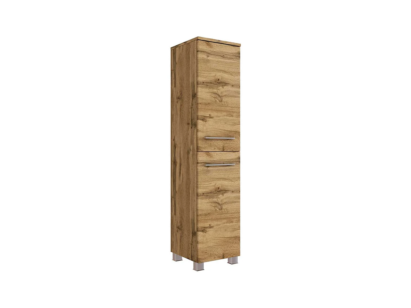 Badezimmer Hochschrank in Wildeiche Optik 130 cm hoch