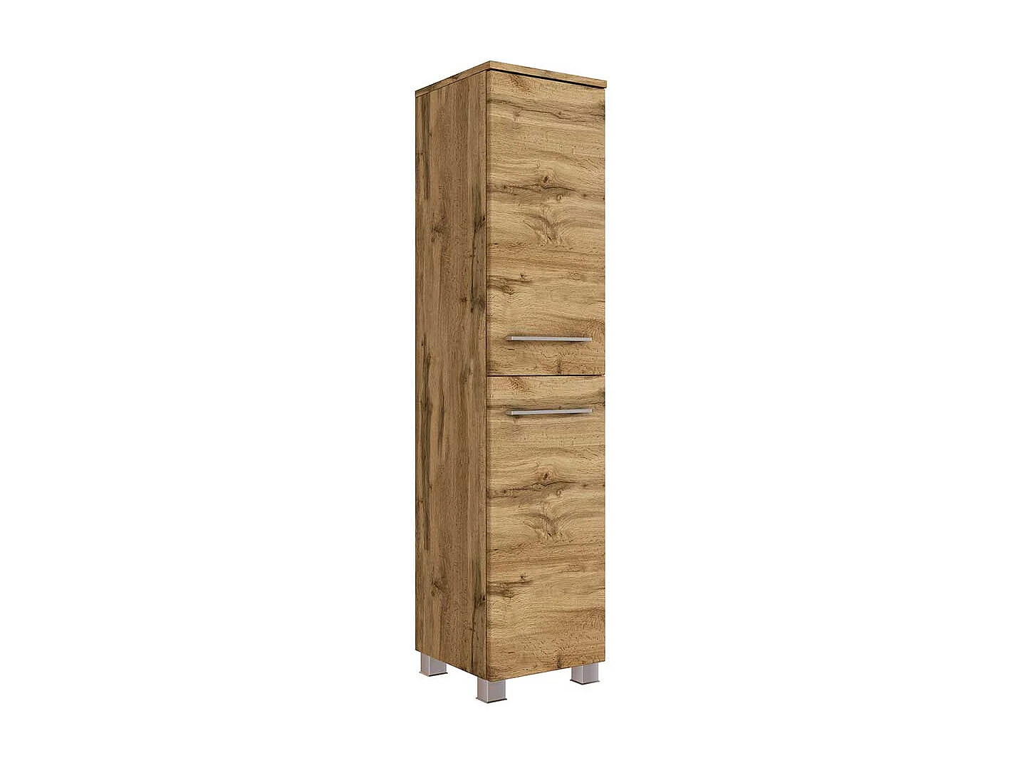 Badezimmer Hochschrank in Wildeiche Optik 130 cm hoch
