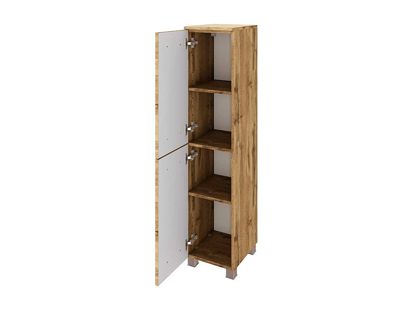 Badezimmer Hochschrank in Wildeiche Optik 130 cm hoch