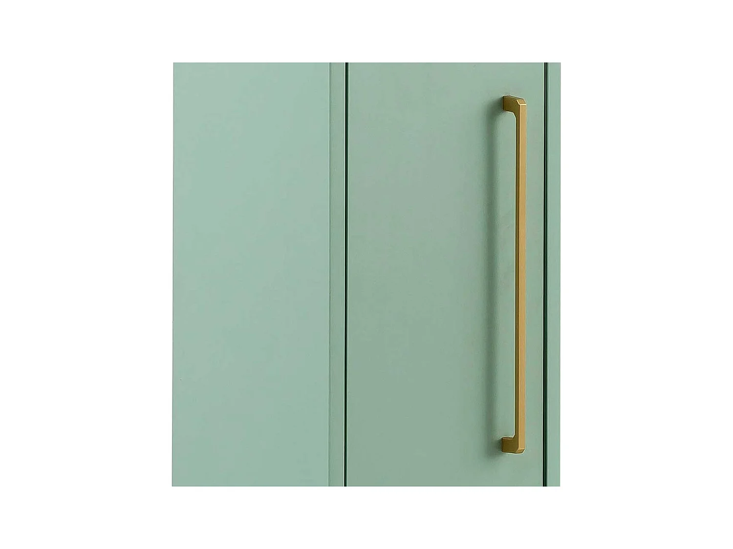 Badseitenschrank in Mintgrün & Gold Metallgriff