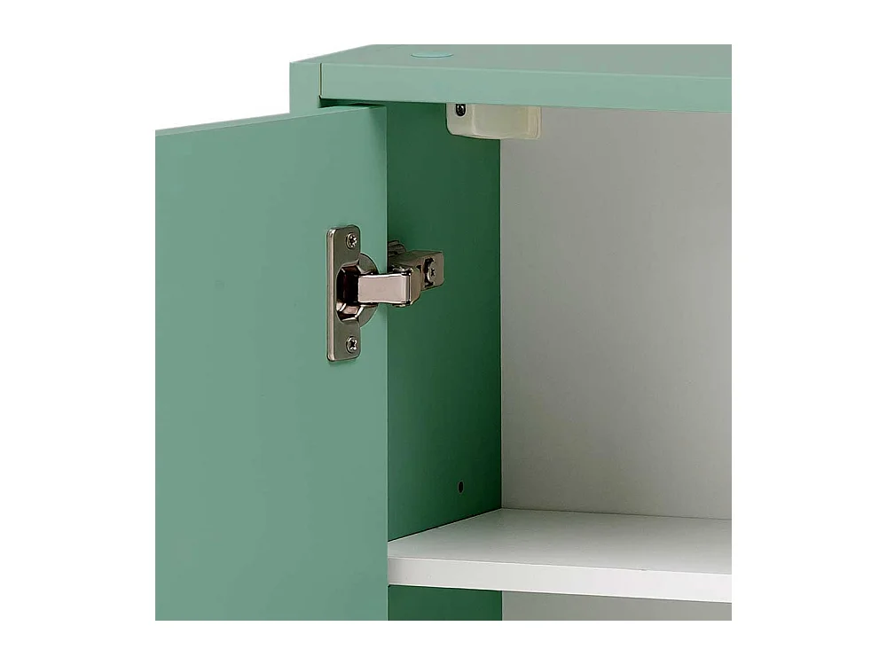 Badseitenschrank in Mintgrün & Gold Metallgriff