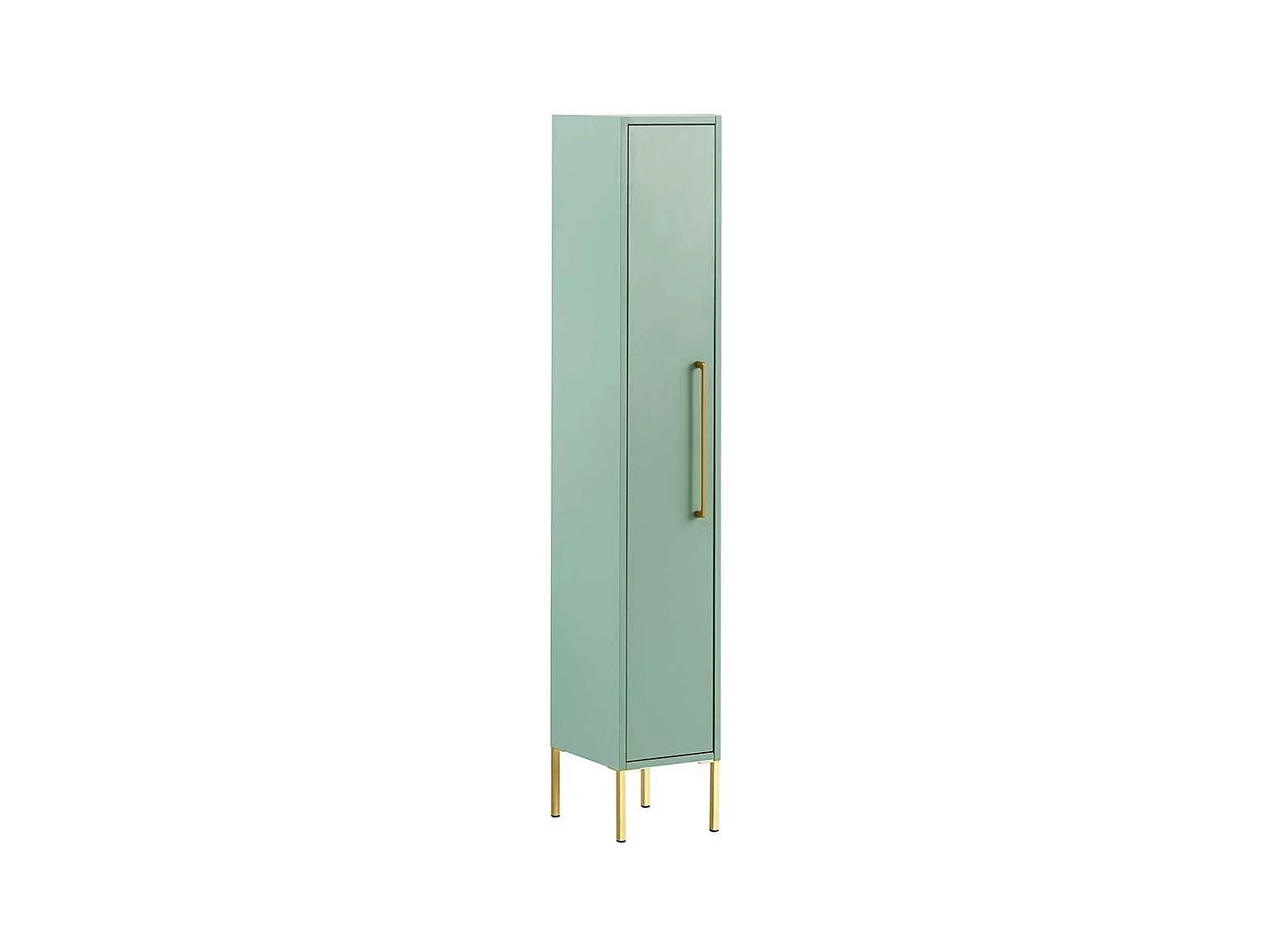 Badseitenschrank in Mintgrün & Gold Metallgriff