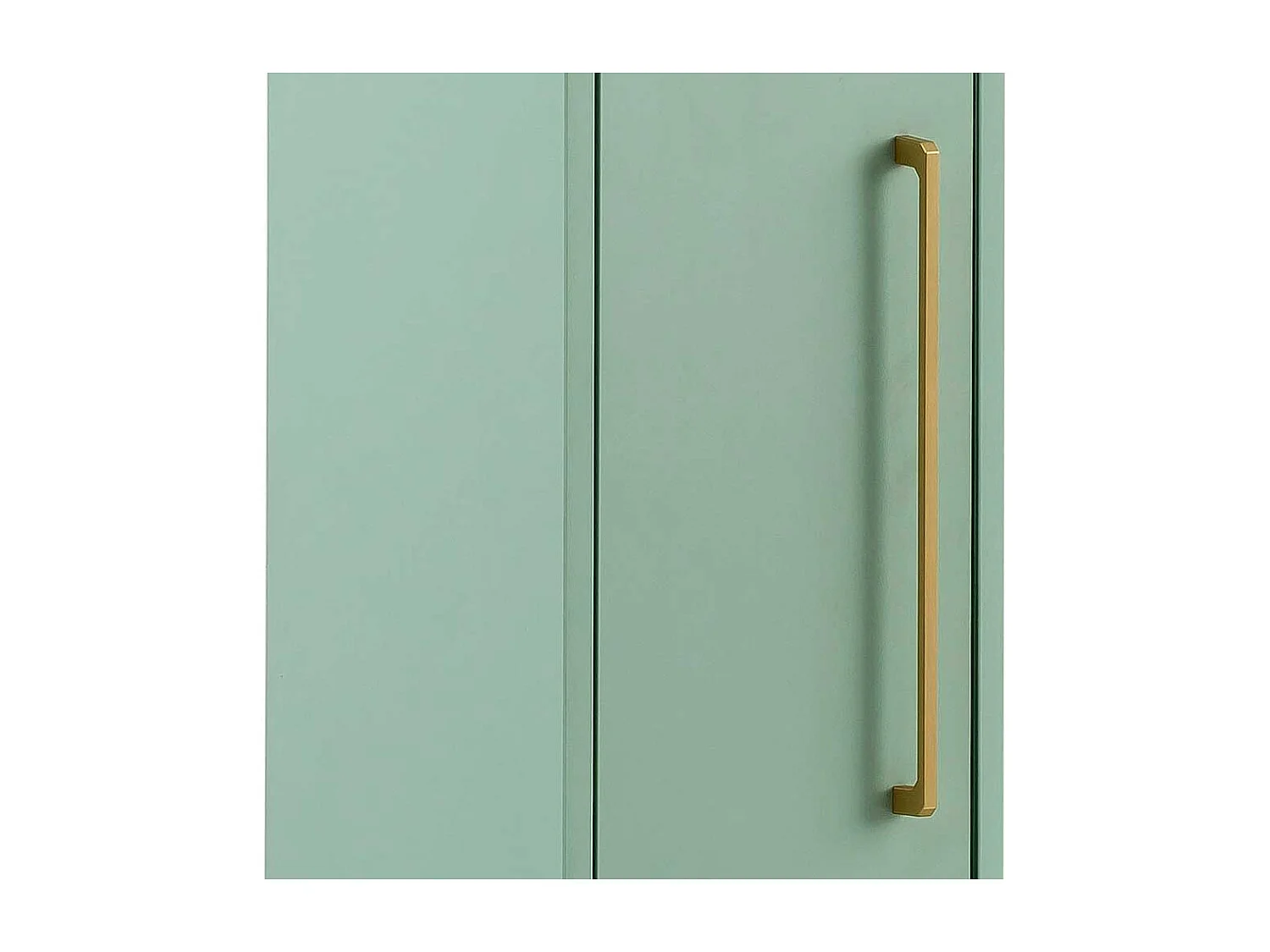 Badseitenschrank in Mintgrün & Gold Metallgriff