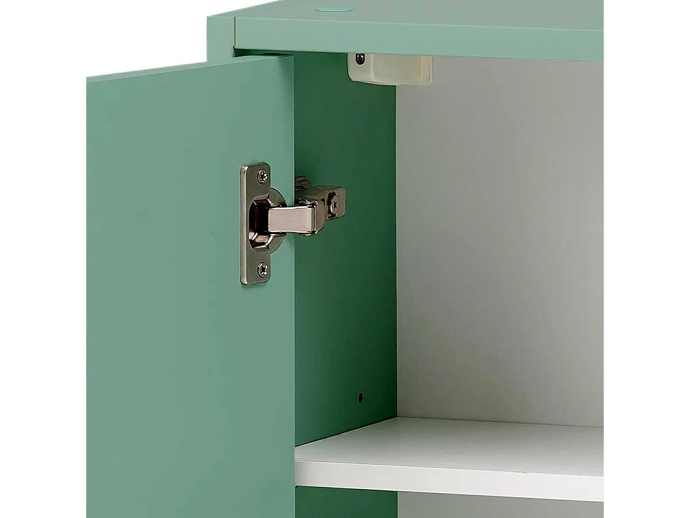 Badseitenschrank in Mintgrün & Gold Metallgriff