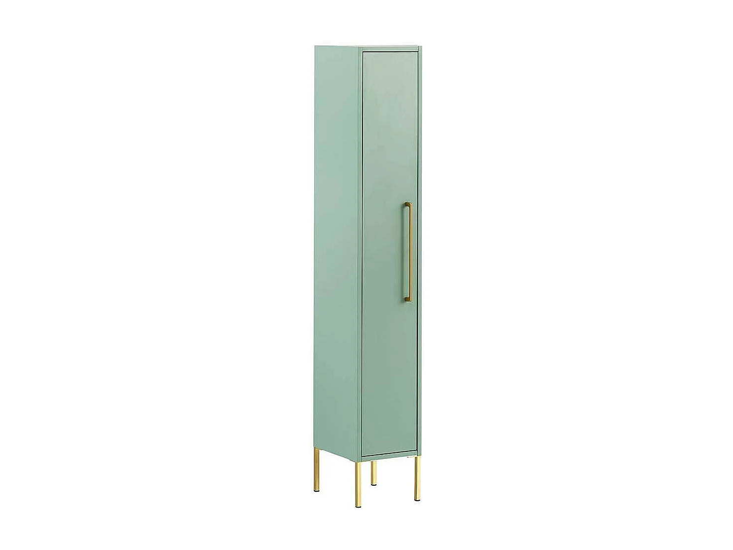Badseitenschrank in Mintgrün & Gold Metallgriff