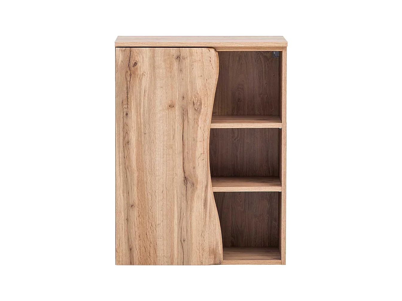 Badeunterschrank mit nachempfundener Baumkante Wildeichefarben