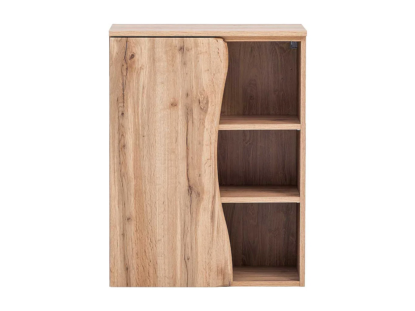 Badeunterschrank mit nachempfundener Baumkante Wildeichefarben