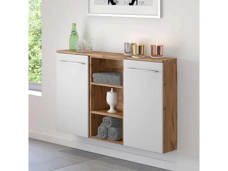 Bad Sideboard in Weiß Wildeichefarben