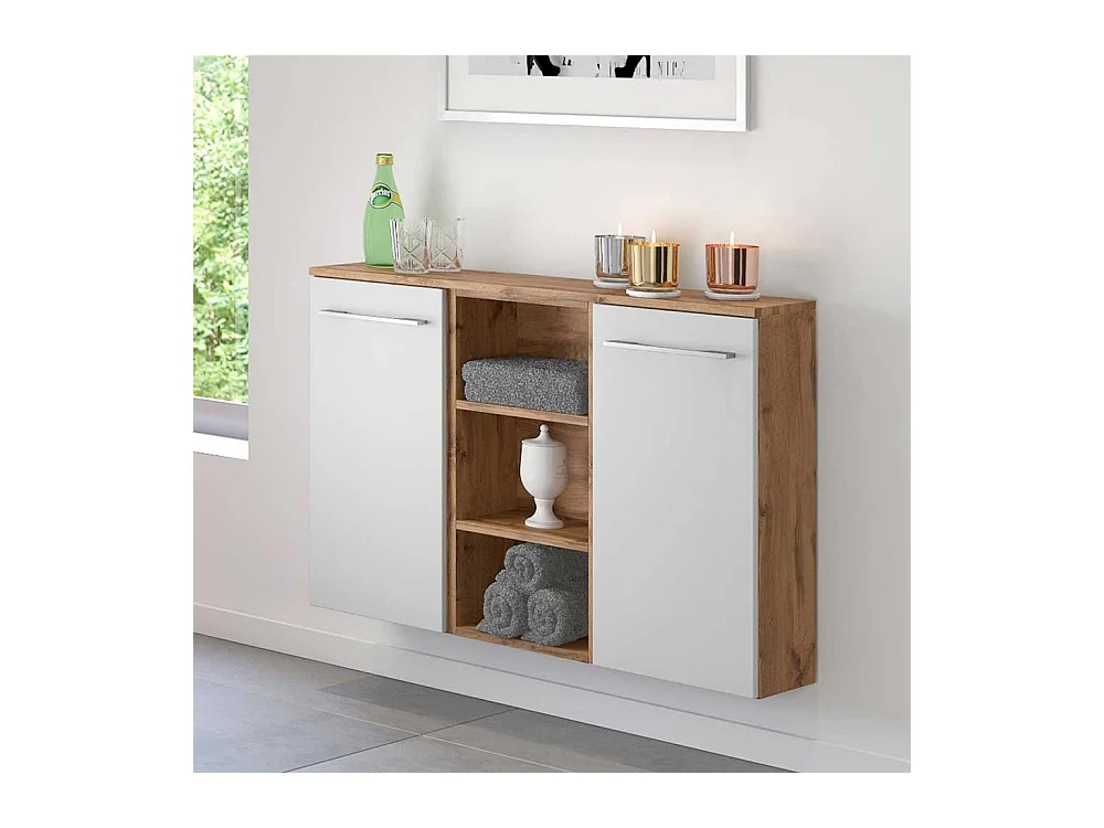 Bad Sideboard in Weiß Wildeichefarben