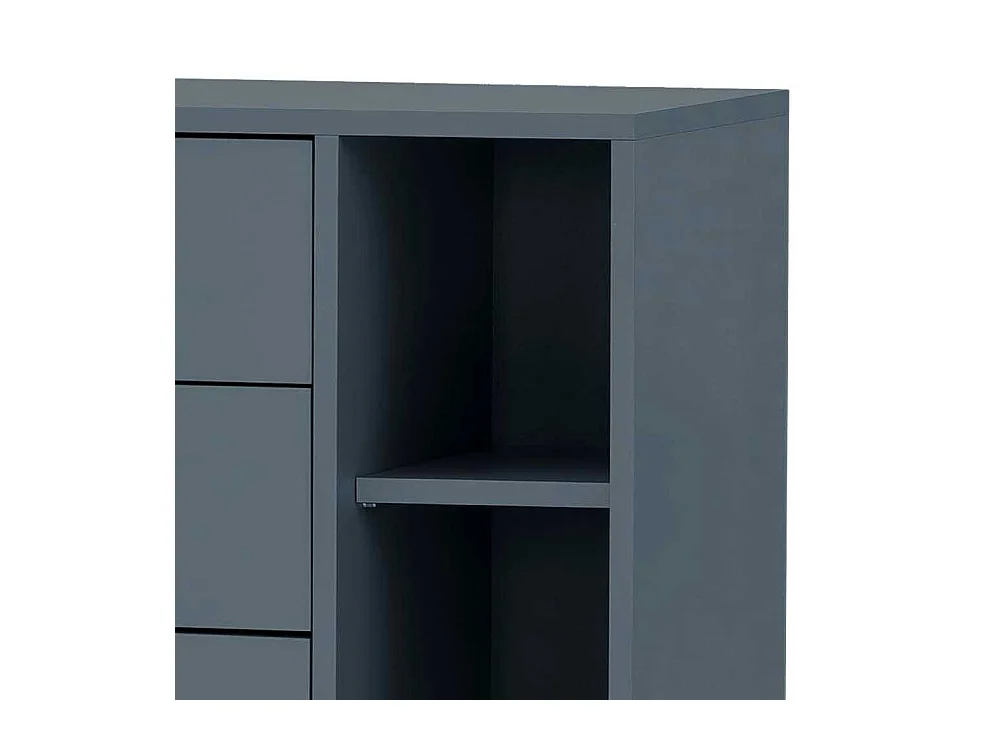 Hohe Badezimmerkommode im Skandi Design Petrol und Eiche