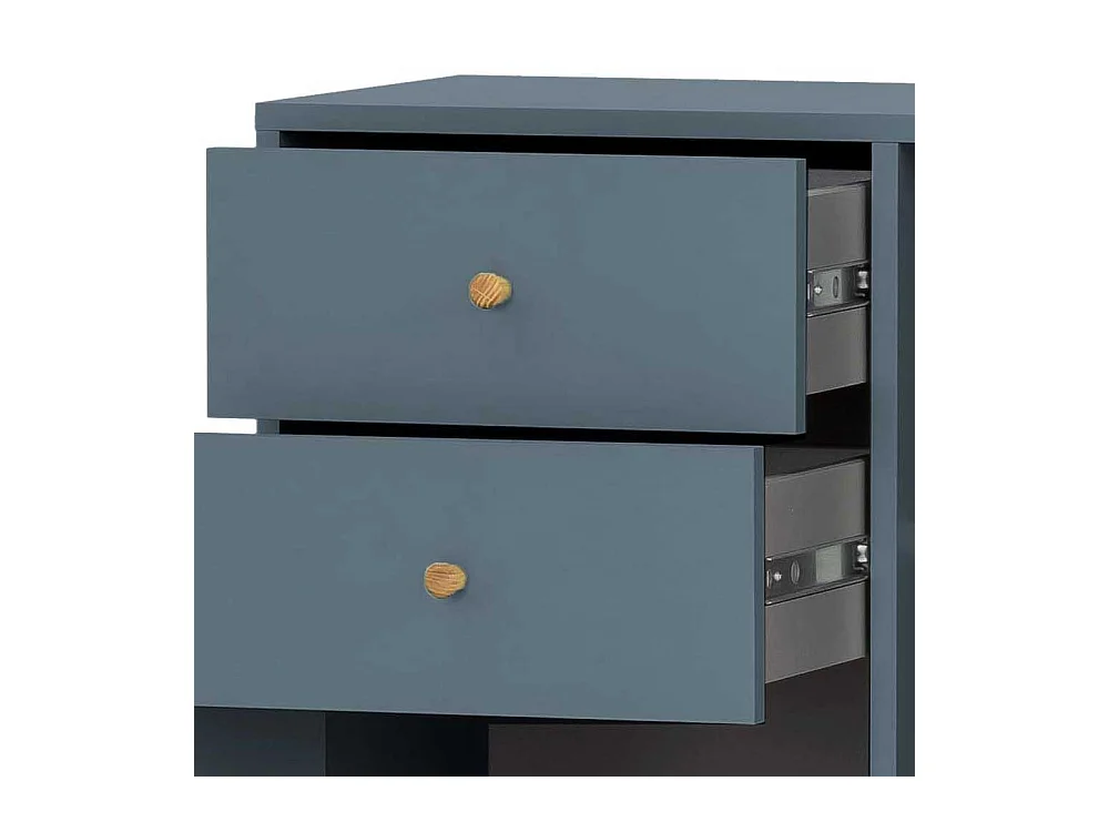 Hohe Badezimmerkommode im Skandi Design Petrol und Eiche