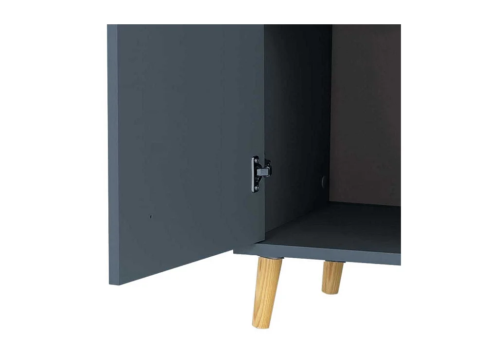 Hohe Badezimmerkommode im Skandi Design Petrol und Eiche