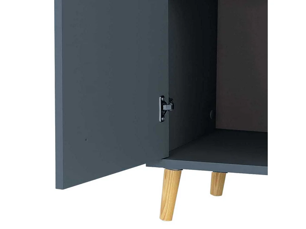 Hohe Badezimmerkommode im Skandi Design Petrol und Eiche