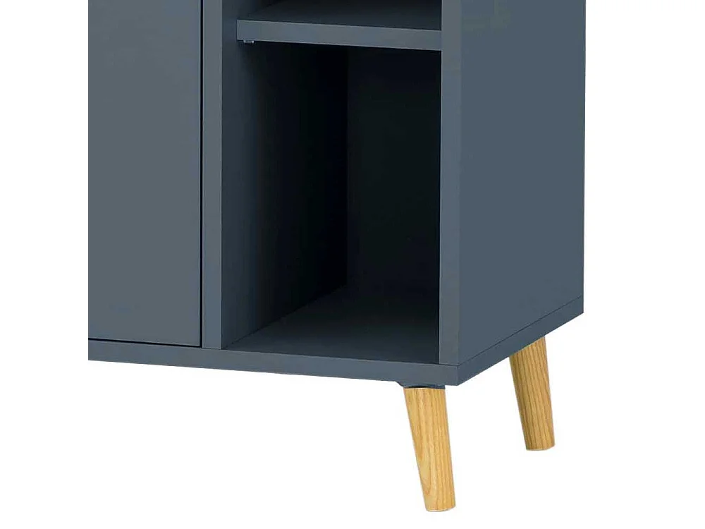 Hohe Badezimmerkommode im Skandi Design Petrol und Eiche