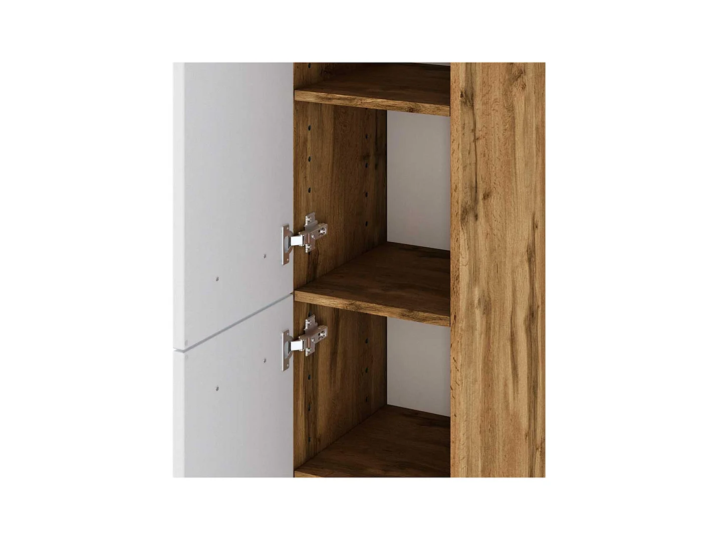 Hochschrank für Badezimmer Weiß und Wildeiche Optik