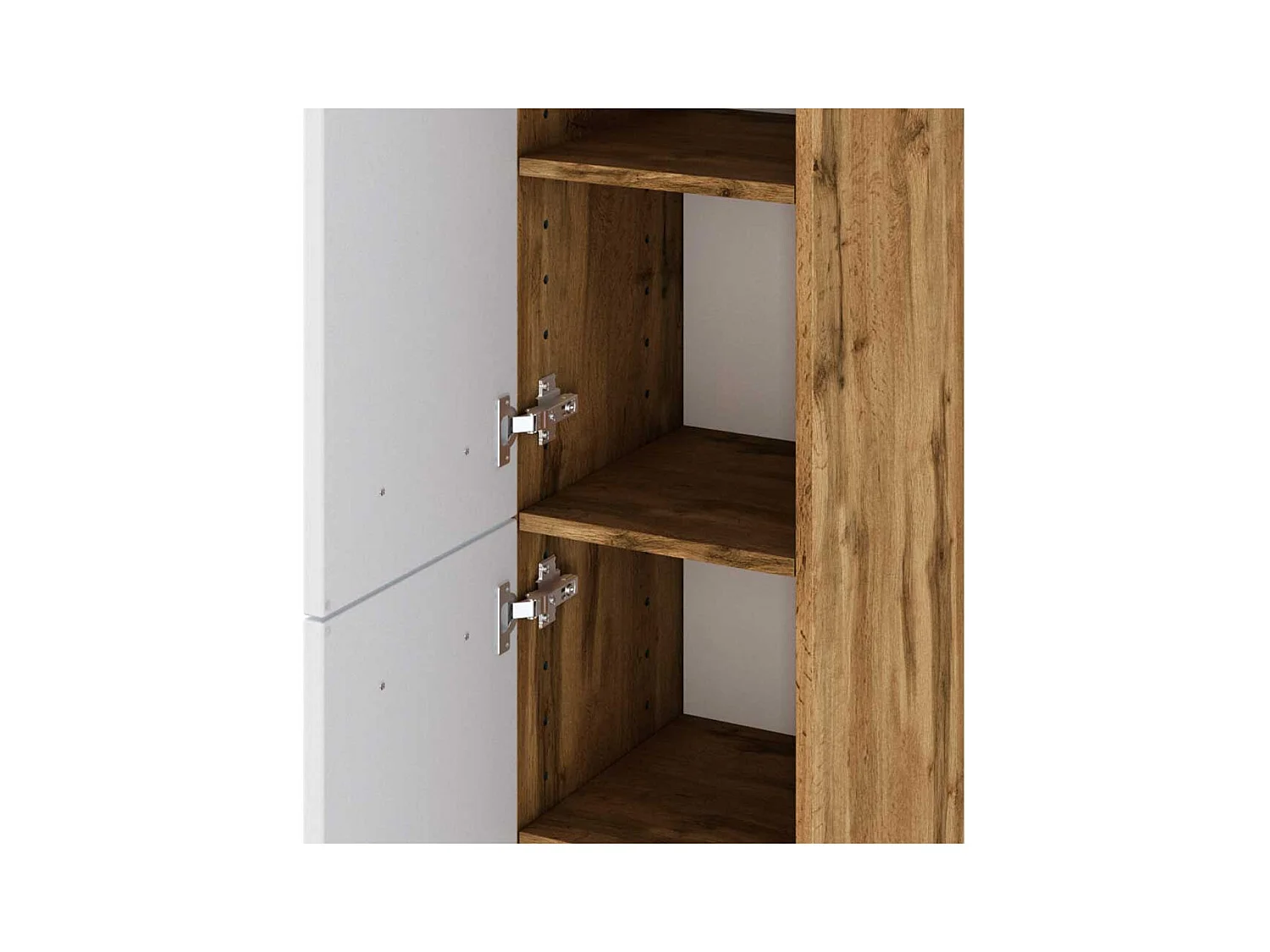 Hochschrank für Badezimmer Weiß und Wildeiche Optik