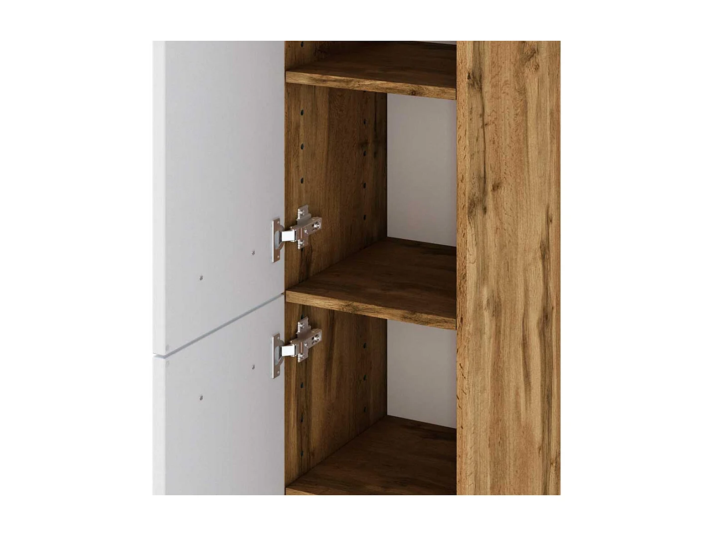 Hochschrank für Badezimmer Weiß und Wildeiche Optik