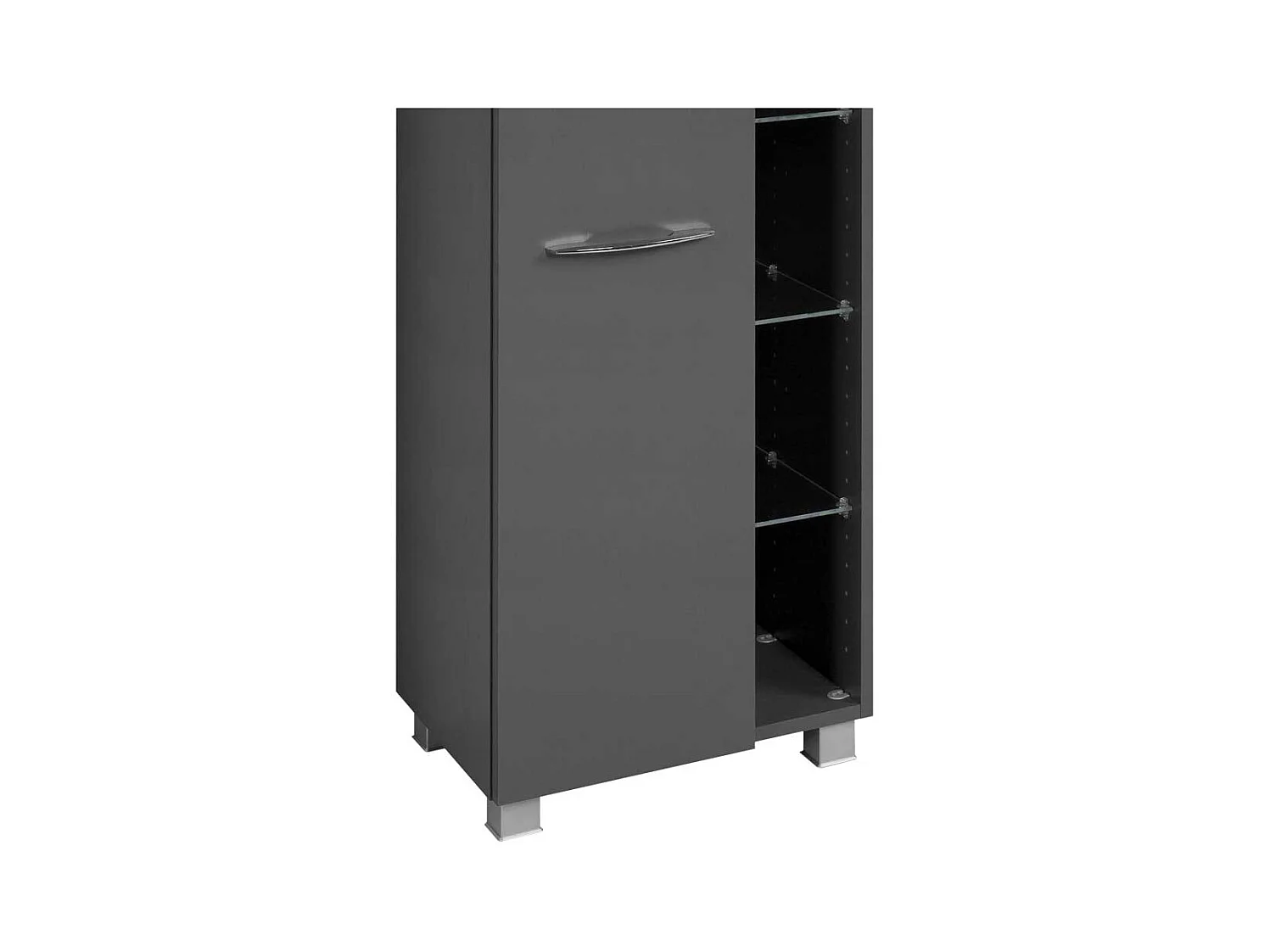 Badschrank in Graphit Grau mit offenen Fächern