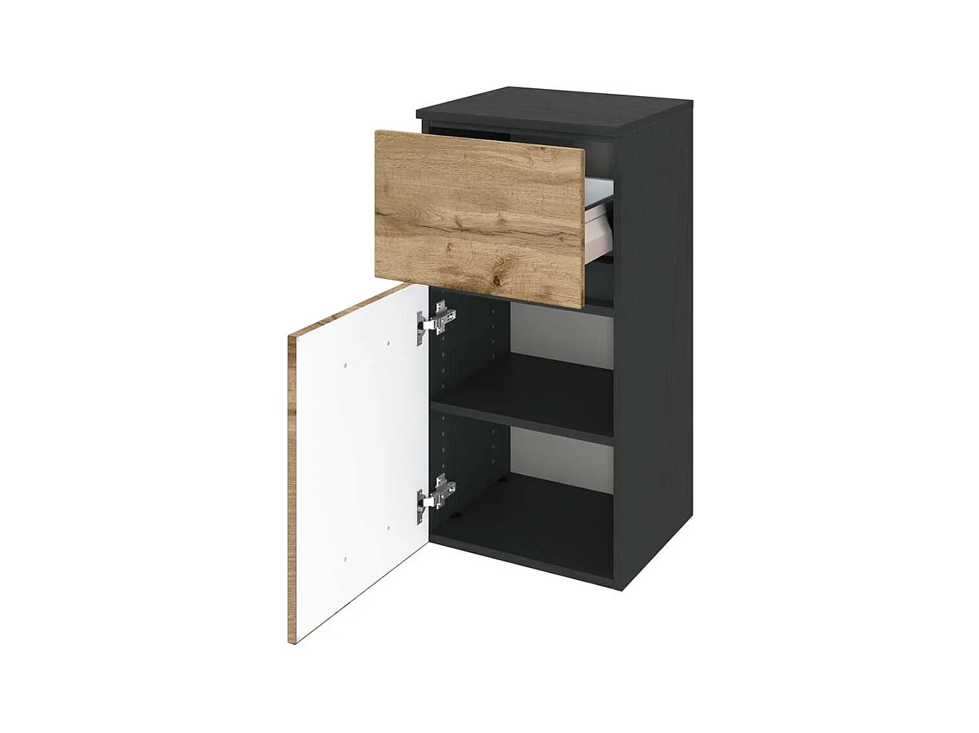 Badezimmer Unterschrank in Wildeichefarben und Anthrazit 40 cm breit