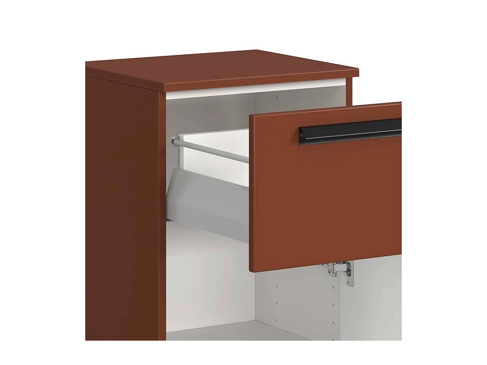 Badezimmerschrank Badschrank in Dunkelrot mit Metallgriffen