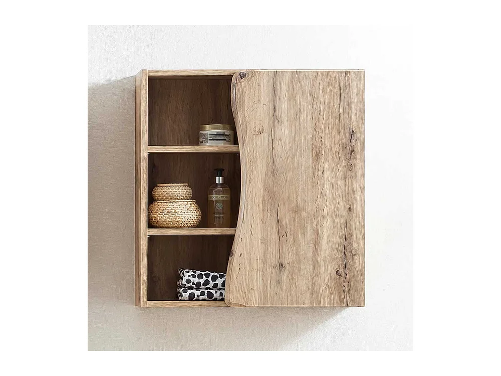 Oberschrank Bad in Wildeichefarben Baumkantenoptik Tür