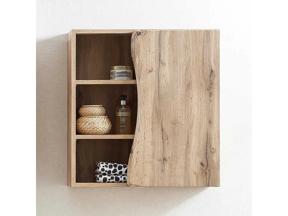 Oberschrank Bad in Wildeichefarben Baumkantenoptik Tür