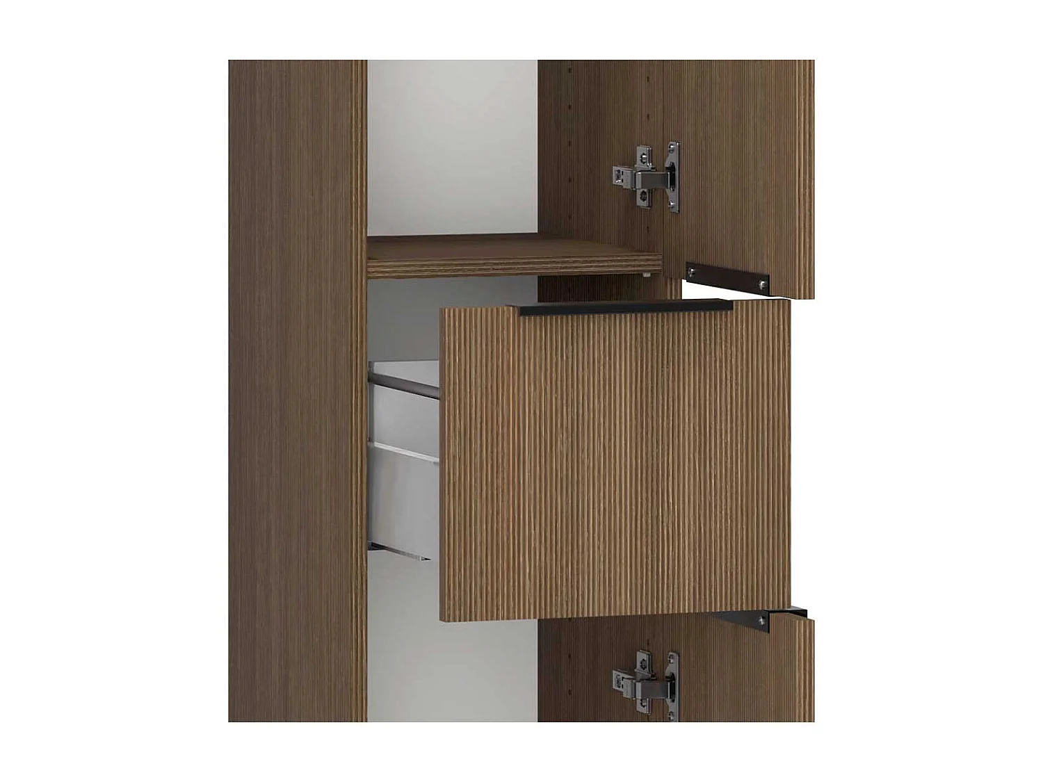 Badhochschrank Badezimmerhochschrank aus Holzwerkstoff mit Metallgriffen