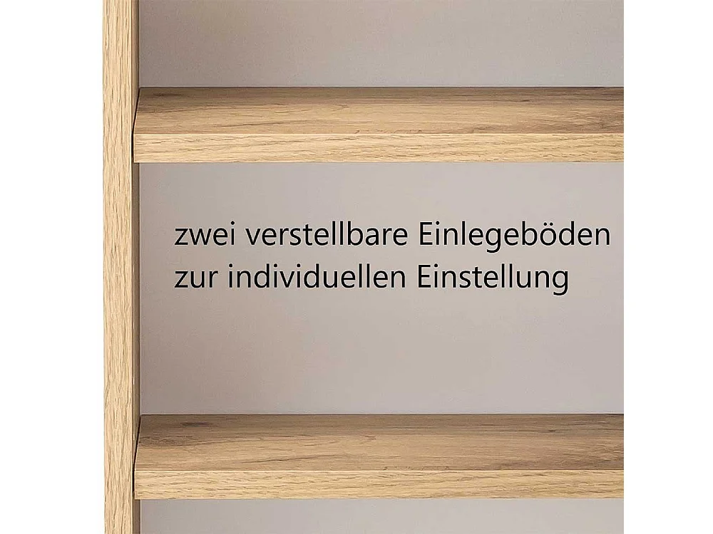 Badezimmer Hängeschrank in Grau und Wildeiche Optik Glas beschichtet